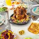 Cast Iron Chicken Roaster, Beer Can Chicken Holder Turkey Fryer with Roasting Pan, Poultry Roaster Stand Barbecue Grilling Accessories Rack for Most Grills and Oven Thanksgiving