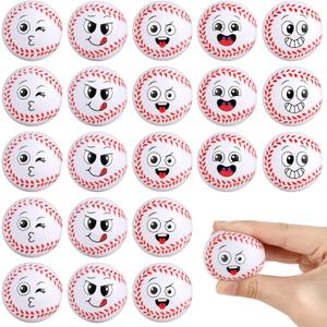 Hxezoc 20 Pieces Mini Face Baseball Stress Balls Baseball Party Favors Funny Face Foam Sports Balls Small Squeeze Anxiety Relief Toy for Kids Birthday Party, School Reward Carnival Party Supplies