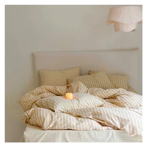 YIZUFU 100% Cotton Duvet Cover Set, Vertical Striped Bedding, Comforter Cover, Bed Sheet, Pillowcases, Breathable Bedding, Queen Size, 4 Pieces