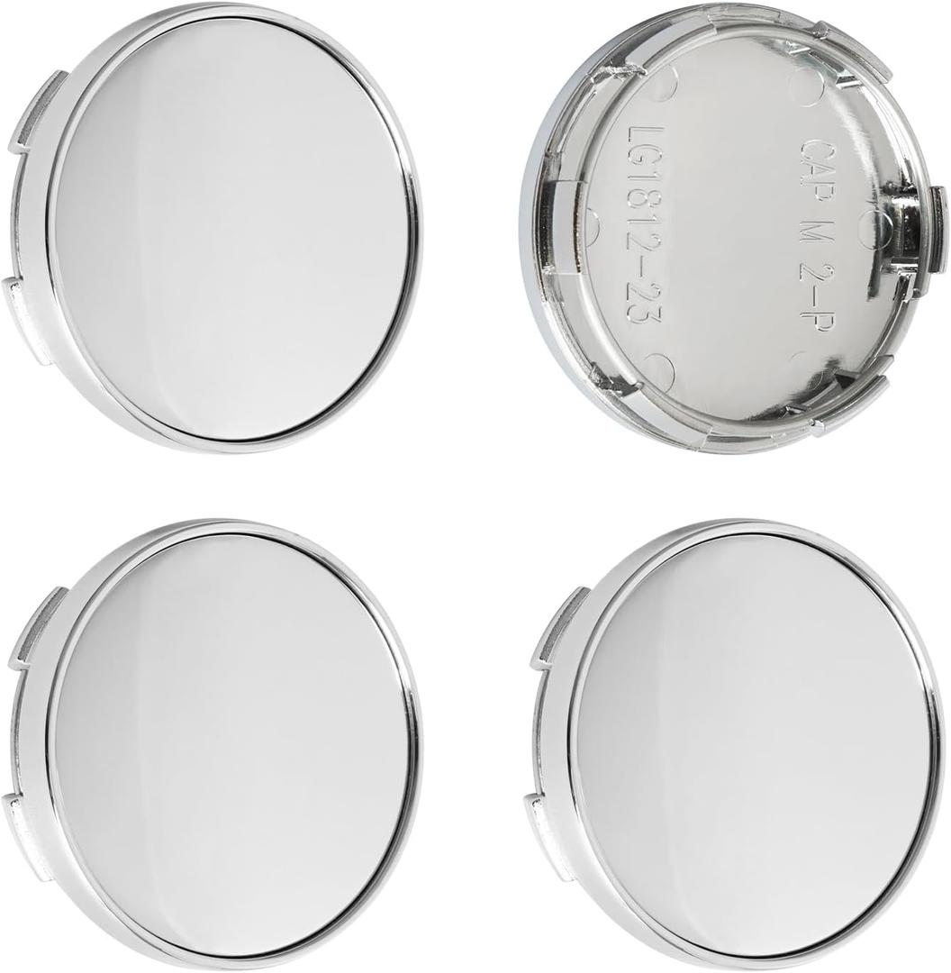 2.2Inch 56MM Wheel Center Caps, Pack of 4 (Chrome, Outer 56MM, Inner 53MM, Easy DIY Installation)