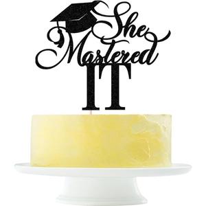 she mastered it cake topper 2026 High school university postgraduate graduation theme party Cake Decorations Boys and girls Graduation in 2026 Cake decorations Happy graduation cake Topper (8)