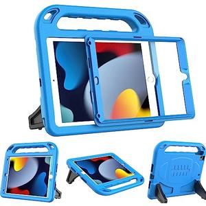 Kids Case for iPad 9th/8th/7th Generation (iPad 10.2 Inch, 2021/2020/2019) with Built-in Screen Protector, Durable Shockproof Handle Stand iPad 9th 8th 7th Generation Case for Kids, Blue
