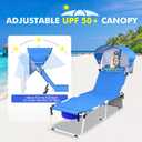 Wheel-To-Go Tanning Chair with Wheels Sun Canopy Umbrella Face Hole Thicker Washable Adjustable, Heavy Duty Folding Lay Flat Sun Lounge Chair Beach Outside Sunbathing Reading, UPF 50+ (Patent Design), 23.2 x 74.8 x 13.6 inches
