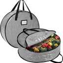 BALEINE Wreath Storage Container, 2 Pack Christmas Wreath Storage Bag with Tear Resistant PE Material and Reinforced Handle for Holiday Xmas (Grey, 36"x8") (Gray)