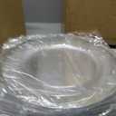 Showgeous 50 Pack Clear Plastic Charger Plates,Gold Rim,13 Inch Round