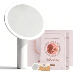 Lighted Makeup Mirror 10X Magnification, Dimmable Touch Control Vanity Mirror, Portable Travel Desk Mirror with Stand, Birthday Valentine's for Women Girlfriend Wife Mom Daughter