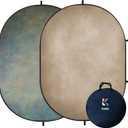 Kate Collapsible Backdrop Tan Gray Green Reversible Pop Up Backdrop 138, 5x6.5ft