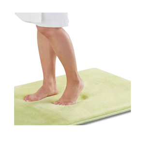 Foam Bath Mat Non Slip Absorbent Super Cozy Velvet Bathroom Rug Carpet (15 inches X 46 inches, Lime)