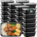 100 Pack 34oz Meal Prep Containers Disposable with Lids 1 Compartment Food Containers Lidded Leak-proof Lunch Boxes Disposable Plastic Bento Box for Microwave Refrigerator Dishwasher Safe