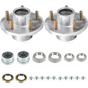 AEagle 2 Sets 5 on 4.5" Bolt Circle Hot-Galvanized Idler Hub Kits for 3,500lbs Boat Trailer 1-1/16'' to 1-3/8'' Tapered Axle, Inner & Outer Cone Bearings