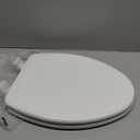 Mayfair Linden Slow Close Toilet Seat, Non Slip Heavy Duty Wood, Easy Install, Elongated, White