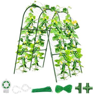 Cucumber Trellis for Raised Bed,U-Shape Garden Trellis for Climbing Plants Outdoor, Metal Arch Vegetables Trellis, Plant Support for Vine (Green, 31.5" Lx21.6 Wx47.2 H-Small)
