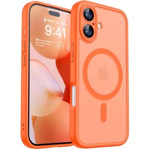 CANSHN Magnetic for iPhone 17 Case, Upgraded [Full Camera Protection] [Compatible with Magsafe] [Translucent Matte] Shockproof Protective Phone Case for iPhone 17 - Orange