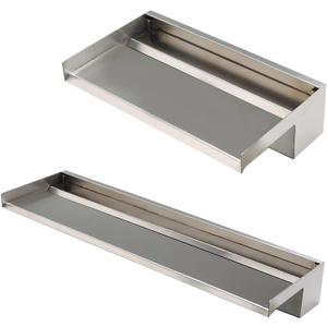 Pool Fountain 304 Stainless Steel Waterfall with Wider Water Flow Platform, Waterfall Spillway for Outdoor Patio Decorations (23.6 Inch)