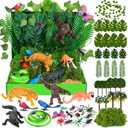 Draupnir Rainforest Animals Figures 47 Pcs Rainforest Diorama Kit Realistic Diorama Box Habitat Project Box Set Animals Model Scenery Kit DIY Crafts