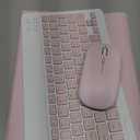 Bluetooth Keyboard and Mouse Combo Rechargeable Portable Wireless Keyboard Mouse Set for Apple iPad iPhone iOS 13 and Above Samsung Tablet Phone Smartphone Android Windows (10 inch Pink)