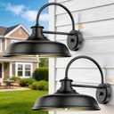 14'' Dusk to Dawn Outdoor Barn Light 2 Pack, Classic Farmhouse Gooseneck Outdoor Light Fixture Matte Black Wall Mount, Anti-Rust Waterproof Exterior Lighting Fixtures for Porch Hallway Patio Entryway, Dusk to Dawn-2PK