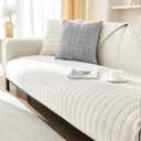 Couch Cover Sofa Covers Washable, Velvet Fuzzy Sofa Slipcovers for 3 Cushion Couch, Non-Slip Furniture Protector for Dog Pet, L Shaped Recliner Sectional Couch Cover White,36"X71"(Only 1 Pc)