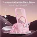 Magnetic Case for iPhone 15 Pro Max 6.7" [Built-in Invisible Kickstand] Compatible with MagSafe, Slim Translucent Matte Shockproof Protective Bumper Women Girls Cover for iPhone 15 Pro Max - Pink