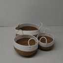 Two-Tone Seagrass Baskets with Handles - Set Of 3, Natural Brown With White