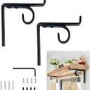 MKsteelco Curtain Rod Shelf Brackets Handmade - Heavy Duty Above Window Bracket, Wall Rod Support, Blinds & Shelves & rods Holder, Black Decorative Iron Dowel Supports, Blind & Shelving Holders