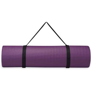 Gaiam Essentials Yoga Mat, Pilates & Exercise Mat, Thick 2/5" (10mm) Workout Mat with Easy-Cinch Carrying Strap for Home & Gym Workouts (Purple)