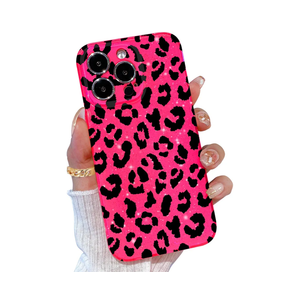 TURYXIA Compatible with iPhone 15 Pro Case Glitter Hot Pink for Girls Women Girly Cute Cheetah Pattern Bling Sparkly Soft Phone Case Cover, Black Leopard Pack of 2