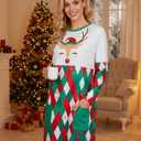 MOUSYA Women Dress Shirt Christmas Long Sleeve Tops Santa Printed Pullover Loose Plus Size T-Shirt Blouse with Pockets (XL)