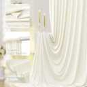50ft x 12ft Wrinkle Free Ivory Backdrop Curtains for Parties, 10 Panels Silky 12FT Long Photo Backdrop Drapes Back Drop Cloth for Wedding Birthday Photography Background Decor, 5FT12FT_10 Panels