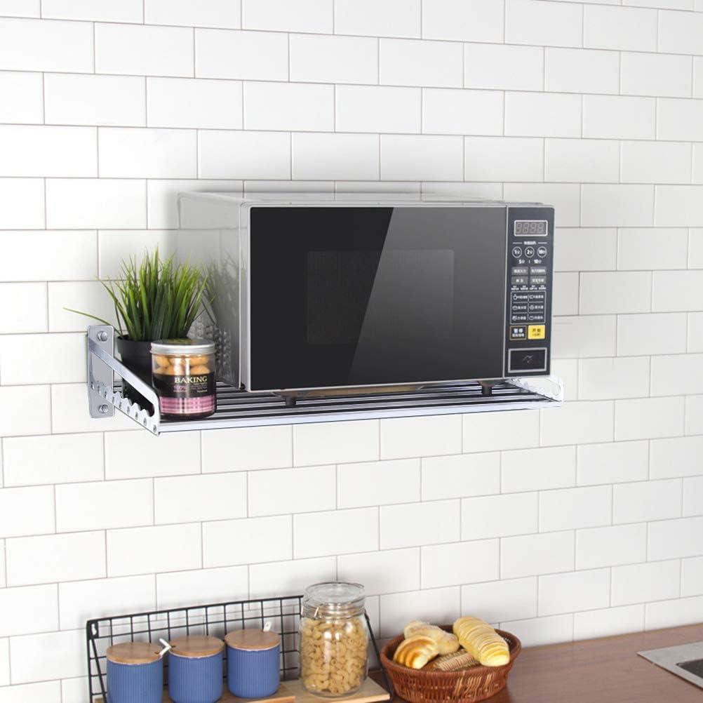 MaxxCloud Electric Oven Holders, Microwave Oven Rack Kitchen Shelf, Black Storage Racks Wall Shelf, Kitchen Organizer Aeronautical Aluminum, Weight Bearing 80 lb (23.6'' x 15.5'', Silver)