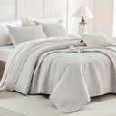 Sanracie Stonewashed Oversized King Quilt(120"x120"), Cotton Light Wheat Color Cross Stitch Pattern California King Quilt Set 3Pcs Ultra Soft Lightweight Crinkle Bed Coverlet Set for All Season