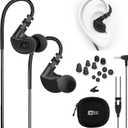 MEE audio M6 Sport Wired Earbuds, Noise Isolating In Ear Headphones, Sweatproof Earphones for Running/Gym/Workouts with Dynamic Enhanced Bass Sound, Memory Wire Earhooks, 3.5mm Jack Plug (Black)