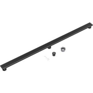Neodrain 60-Inch Black Linear Shower Drain with Removable Quadrato Pattern Grate,Professional 304 Stainless Steel Rectangle Shower Floor Drain Manufacturer,Leveling Feet,Hair Strainer,Matte Black
