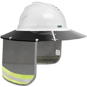 Hard Hat Visor with Neck Shade Fits Standard V-Gard Full Brim Attachment for Men or Women Working Outside