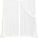 Ling's moment 10ft x 10ft White Sheer Wedding Backdrop Curtains, Wrinkle-Free Chiffon Drapes for Wedding Decor Holiday Party Baby Shower Photography Background Home Decor,2 Layers