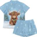 Christmas Pajamas for Women Set of 2 Pieces Button Down Pj Sets S-2XL Sleepwear Loungewear with Scrunchies (XXL)