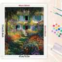 Impressionist Paint by Numbers Kit for Adults - DIY House with Garden Painting on Rolled Canvas 16x20 Inch, Acrylic Paint Set, Suitable for Beginners, Floral Art for Home Decoration or Gifts