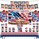 2 x America 250th Anniversary Party Decoration Kit, July 4th Decorations, Patriotic Banners, Balloons, Tablecloth, Cake Toppers, and Backdrop, 1776-2026 USA 250th Birthday