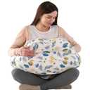 BATTOP Nursing Pillow for Breastfeeding,More Support for Mom and Baby,Feeding Pillow with Removable Cover and Adjustable Waist Strap,Plus Size Breastfeeding Baby Pillow (Leaves)