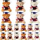 18 Pieces 3.5 x 3.3 Inches Mini Graduation Bear Small Bears Plush Gift Stuffed Animal Bear with Cap for Class of 2025 Graduation Day Baby Shower Decoration Kindergarten High School College Party Favor