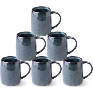 GBHOME Large Coffee Mugs Set of 6, 18oz Handmade Ceramic Coffee Mugs Set with Gradient color for Latte/Tea/Beer/Hot Cocoa, Dishwasher & Microwave Safe, (Space Blue)