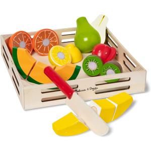 Melissa & Doug Wooden Cutting Fruit Toy Food Set & Pretend Play Kitchen Accessories, Preschool Learning Toys for Girls & Boys 3+ (11.8 x 10.85 x 1.95)