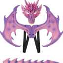Alodidae Dragon Costumes Set Devil Wings Demon Tail Dino Mask for Halloween Masquerade Party Cosplay (Purple, M)