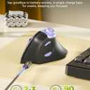 Seenda Ergonomic Mouse Wireless, MOU-302 Bluetooth Vertical Mouse Rechargeable, Volume Knob, Silent Mice & 1000/1600/2400 DPI, 3 Multi-Device Connection for Windows/PC/Laptop/Mac/MacBook, Black Purple