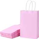 SUNCOLOR 12-Pack Pink Gift Bags, 7.9x5.12x3.15 Inches, Kraft Paper Bags with Handles for Party Favors, Baby Showers, Birthdays, Princess Parties & Weddings