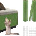 2Pack Total 78.7"x15.8" Cat Scratch Mat for Cat Couch Furniture and Wall Protector | Trimmable Self-Adhesive Carpet Climb Cat Scratcher for Covering Cat Tower and Replacement Pads (Green)