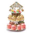 Salovio Locally Grown Baby Shower Cupcake Stand - 3 Tier Farmers Market Theme Cupcake Holder Vegetable Fruit Garden Baby Shower Dessert Cake Tower Displays for Kids Birthday Gender Reveal Party Decor