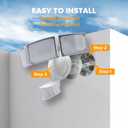 UME 2 Pack 5500LM LED Security Lights Motion Sensor Light Outdoor, 49W, 5000K Daylight, IP65 Waterproof, Dusk to Dawn, 3 Head Motion Detected Flood Light for Garage, Yard, Porch (White)