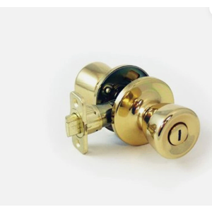 Tulip Shaped Polished Brass Bed & Bath Button Lock Privacy Doorknob Door Handle