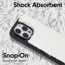 Crossbody Case for iPhone 15 Pro with Gold and Black Vegan Leather Woven Chain - White Fur